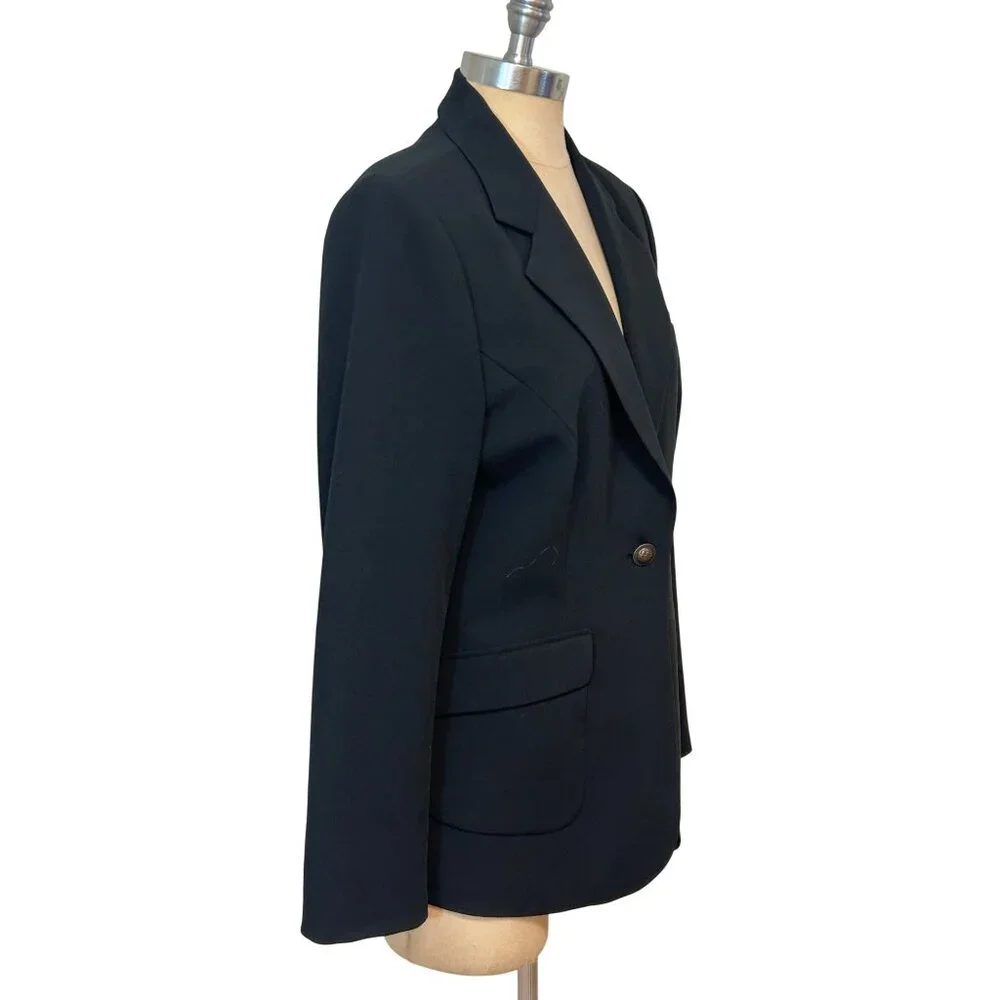 CAbi #725 One-Button Black Suit Coat Blazer with Printed Lining Size 10 - Picture 2 of 5